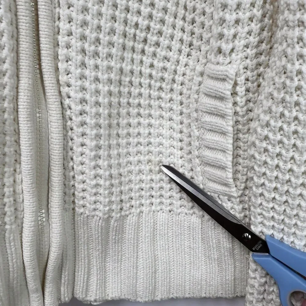 Route 66 Chunky Knit Shawl Collar Full Zip Ivory Cardigan With Pockets Women’s L - Picture 10 of 16